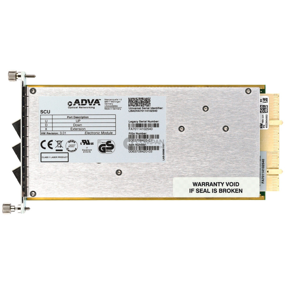 0063708420 ADVA OPTICAL NETWORKING  3X SFP SHELF CONTROL UNIT FOR FSP 3000R7 SCU